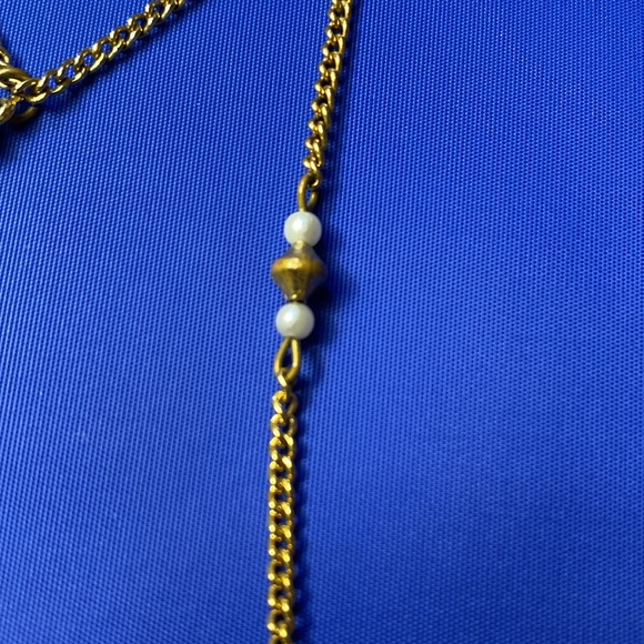 Vintage ART Gold Tone Double Strand Locket Necklace - Picture 8 of 12